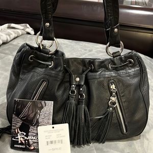 B.Makowsky black leather handbag